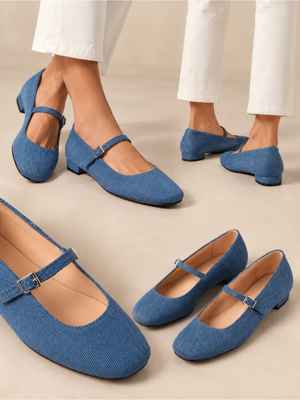 ALOHAS Por Do Sol Denim Blue Mary Jane Ballet Flats EU 41 US 10-10.5 $180